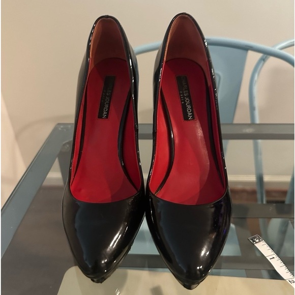 Charles Jordan Black Patent Leather 5.25” Heels 1”Platform Red-Insole W:7.5 SALE - Picture 11 of 14